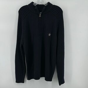 Beverly Hills Polo Club Black Zip Up Pullover Sweater Size X-Large